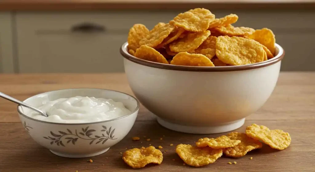 home-made crispy popcorn chips in a large bowl