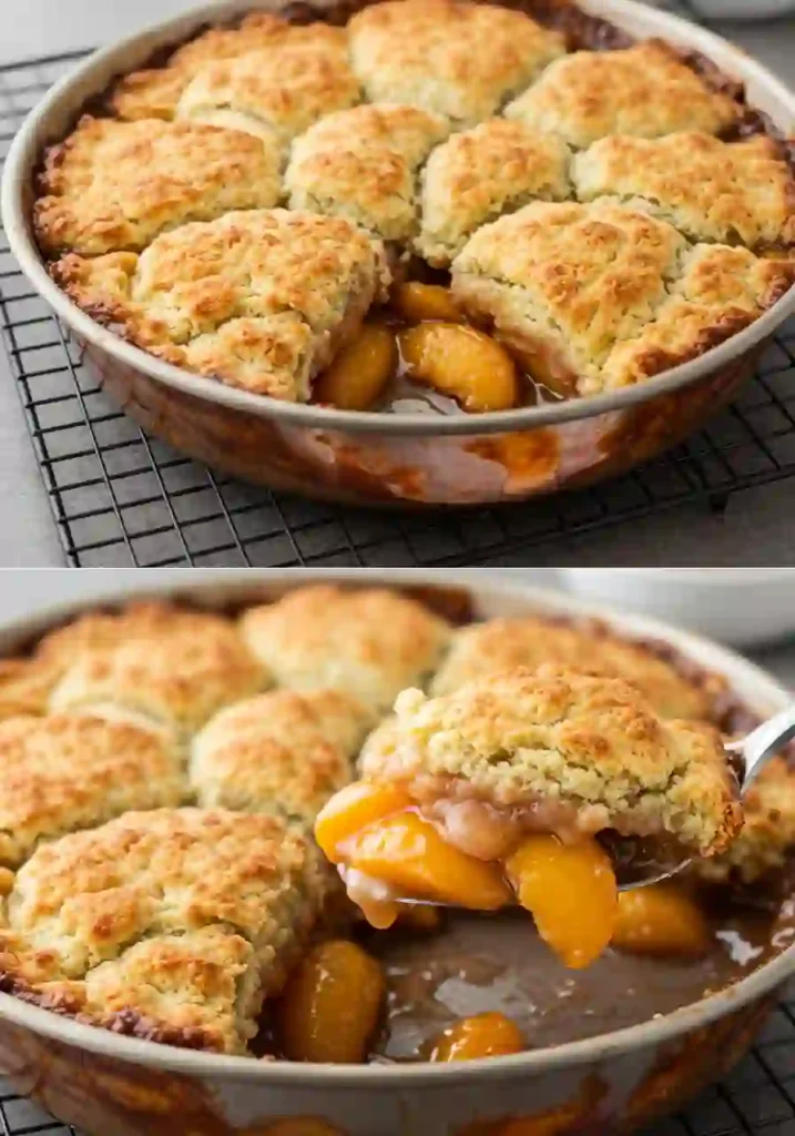 Grandma's Peach Cobbler Recipe 5 Golden Brown Baked Peach Cobbler
