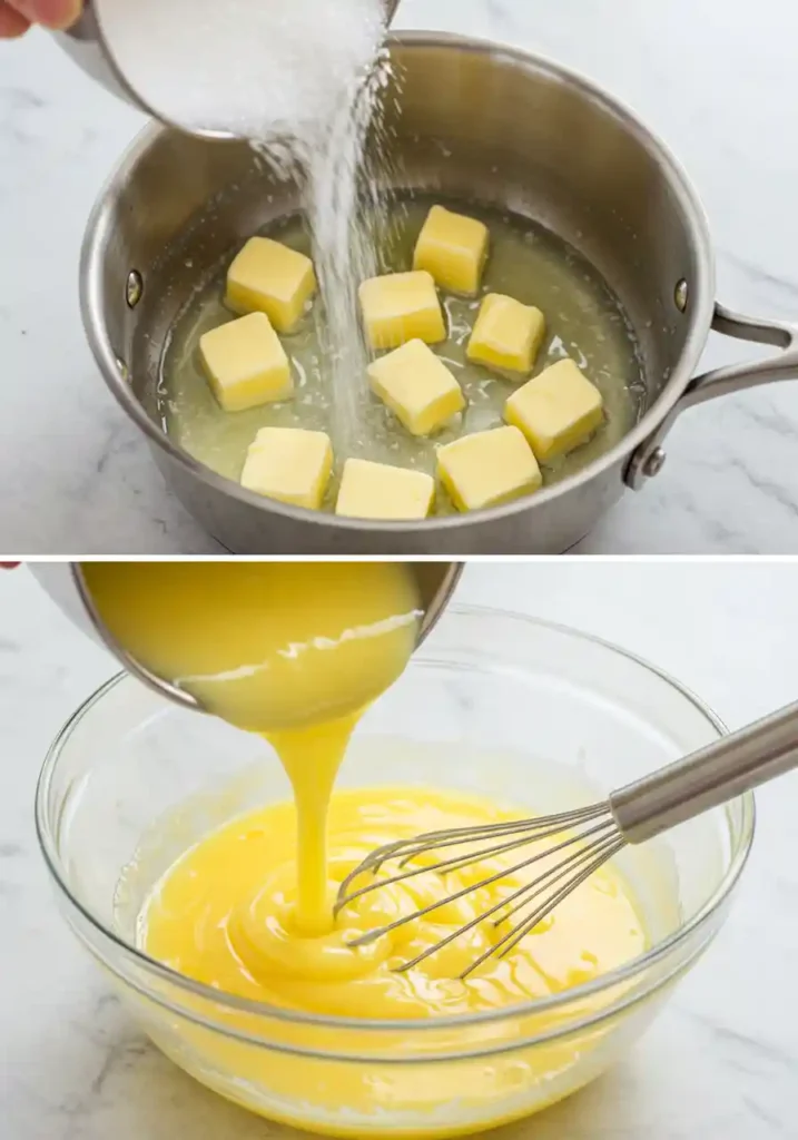 My Best Lemon Tart Recipe 4 The process of preparing a tart shell for baking: first, pricking the base with a fork, and second, lining it with parchment and pie weights to blind bake.